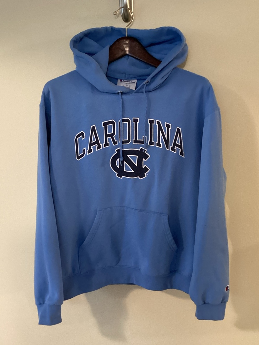Champion Carolina Arch Logo Crewneck Hoodie in Carolina Blue
